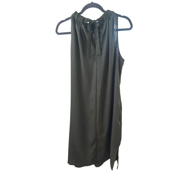 Prologue Sleeveless Shift Dress Olive Green Minimalist Midi – Women’s L - Picture 2 of 5